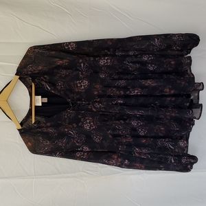 Knox Rose sheer long sleeve top - Deep Navy